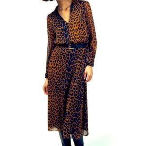 2/$49 NWOT ZARA BELTED ANIMAL PRINT MIDI DRESS SZ XL